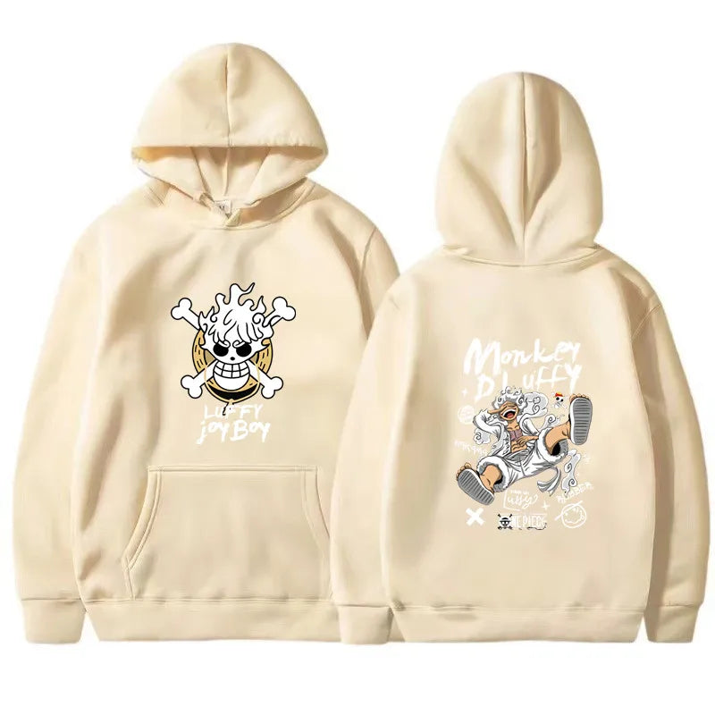 Sudadera con capucha de manga One Piece Gear 5 Luffy para hombre y mujer, de manga larga, estilo anime japonés Luffy Joy Boy, ropa de calle con gráficos divertidos.