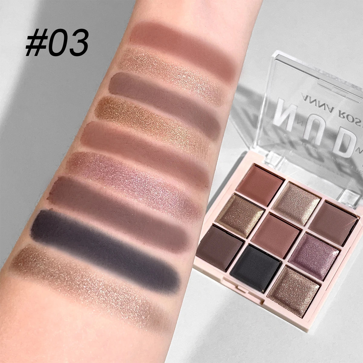 Paleta de sombras de ojos de 9 colores con brillo fino, brillo, mate y tonos té con leche; mini, de uso diario, ideal para estudiantes.