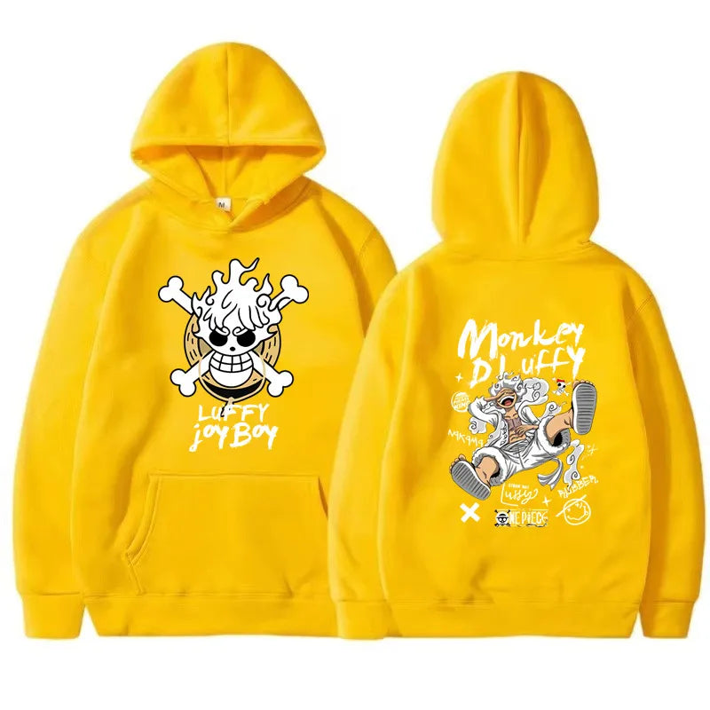 Sudadera con capucha de manga One Piece Gear 5 Luffy para hombre y mujer, de manga larga, estilo anime japonés Luffy Joy Boy, ropa de calle con gráficos divertidos.