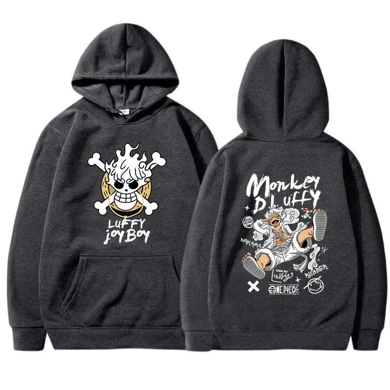 Sudadera con capucha de manga One Piece Gear 5 Luffy para hombre y mujer, de manga larga, estilo anime japonés Luffy Joy Boy, ropa de calle con gráficos divertidos.