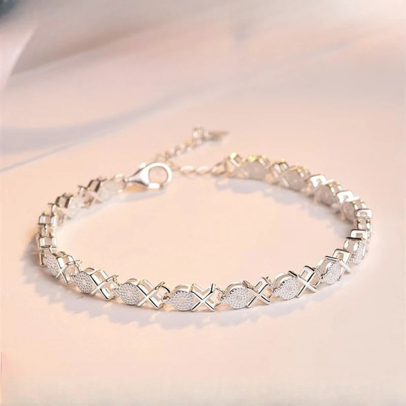 Pulsera de plata de ley 925 con forma de corazón para mujer, estilo retro coreano, versátil, con circonitas, joyería original para fiestas.