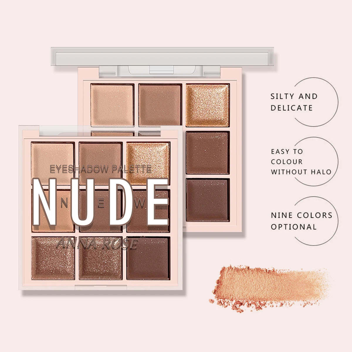 Paleta de sombras de ojos de 9 colores con brillo fino, brillo, mate y tonos té con leche; mini, de uso diario, ideal para estudiantes.