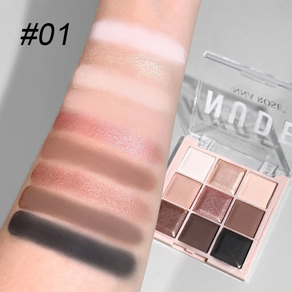 Paleta de sombras de ojos de 9 colores con brillo fino, brillo, mate y tonos té con leche; mini, de uso diario, ideal para estudiantes.