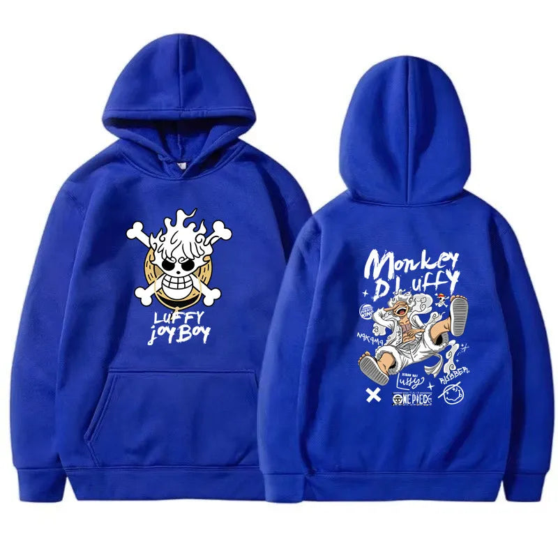 Sudadera con capucha de manga One Piece Gear 5 Luffy para hombre y mujer, de manga larga, estilo anime japonés Luffy Joy Boy, ropa de calle con gráficos divertidos.