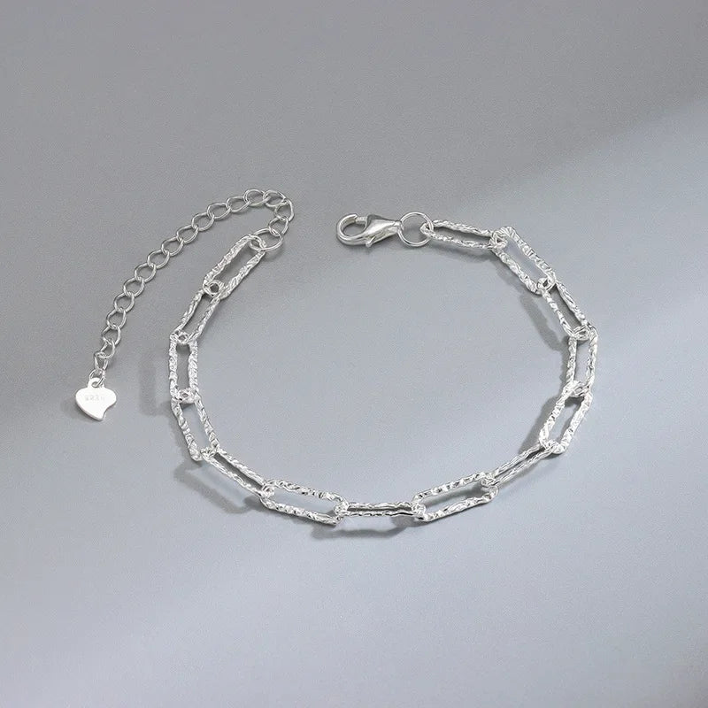 Pulsera de plata de ley 925 con forma de corazón para mujer, estilo retro coreano, versátil, con circonitas, joyería original para fiestas.