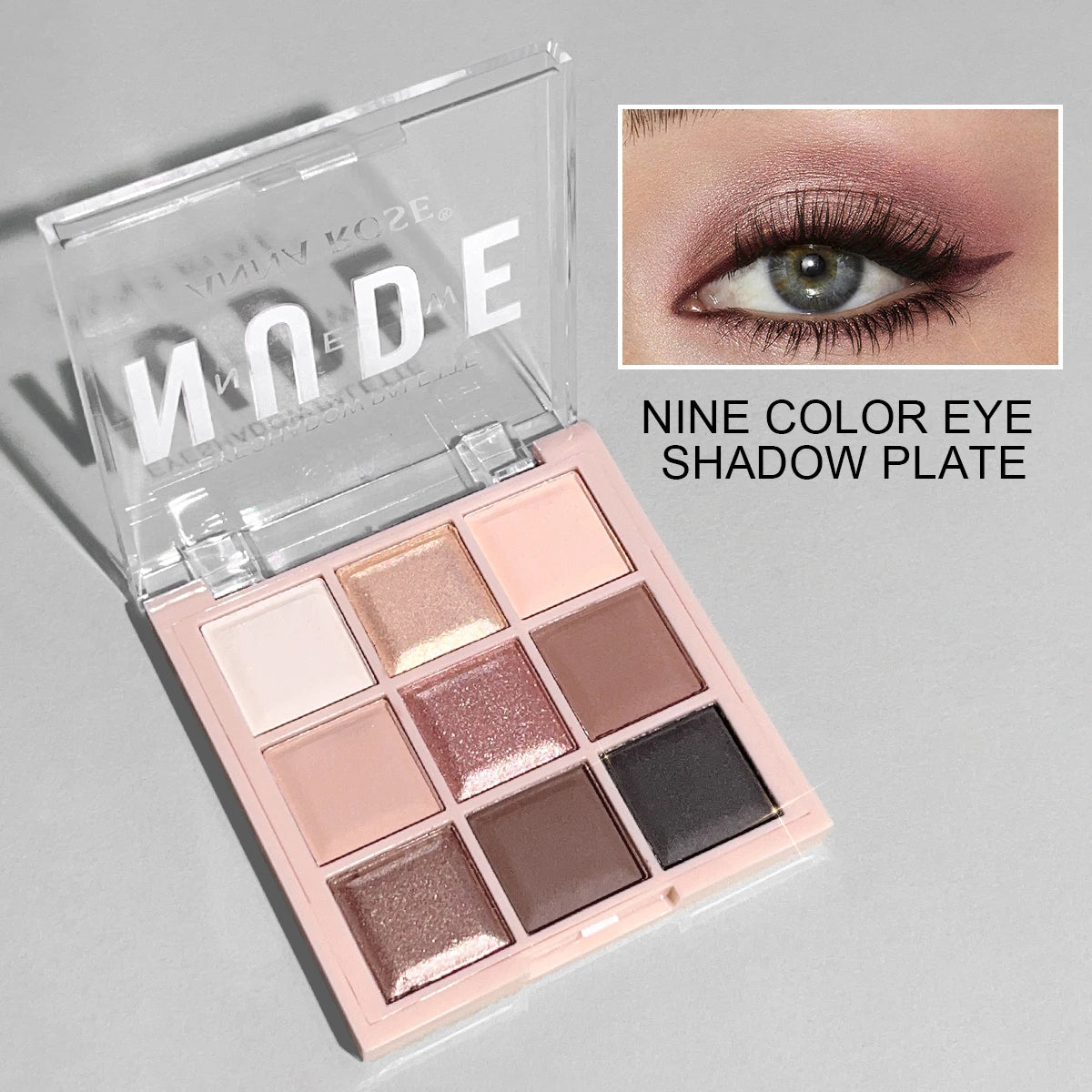 Paleta de sombras de ojos de 9 colores con brillo fino, brillo, mate y tonos té con leche; mini, de uso diario, ideal para estudiantes.