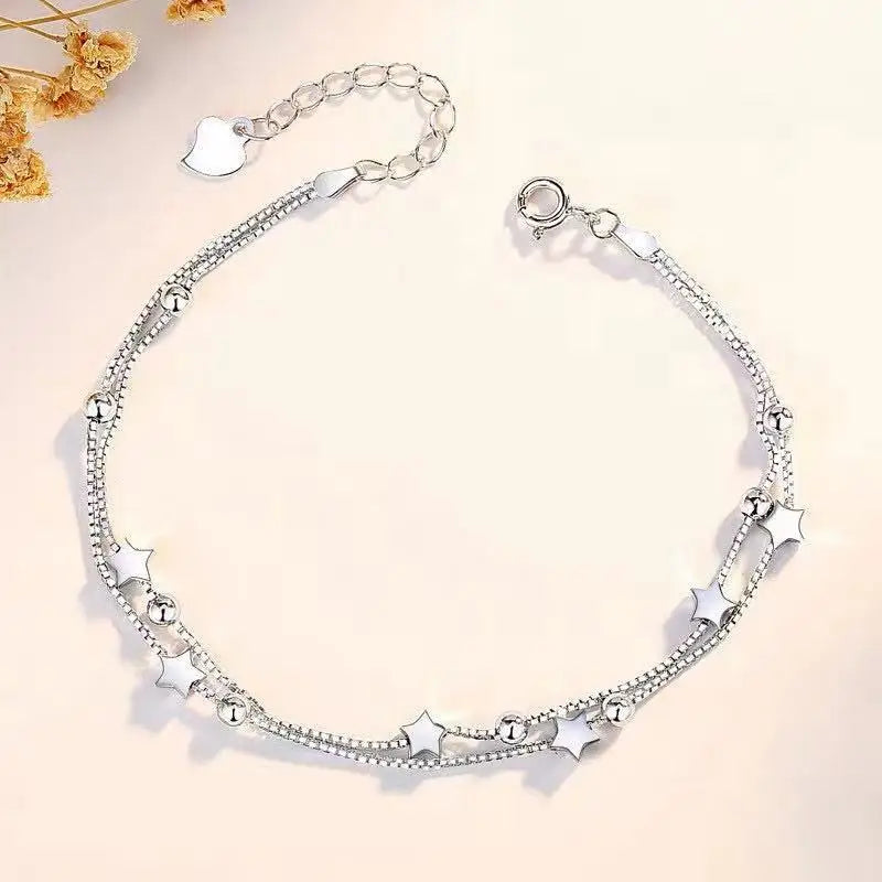 Pulsera de plata de ley 925 con forma de corazón para mujer, estilo retro coreano, versátil, con circonitas, joyería original para fiestas.