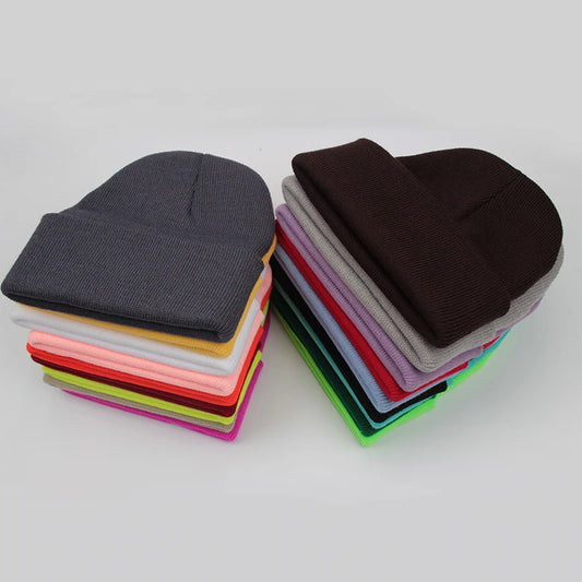 Gorro unisex liso de mezcla de lana para otoño e invierno, suave y cálido, de punto, para hombre y mujer, gorro de esquí, 24 colores