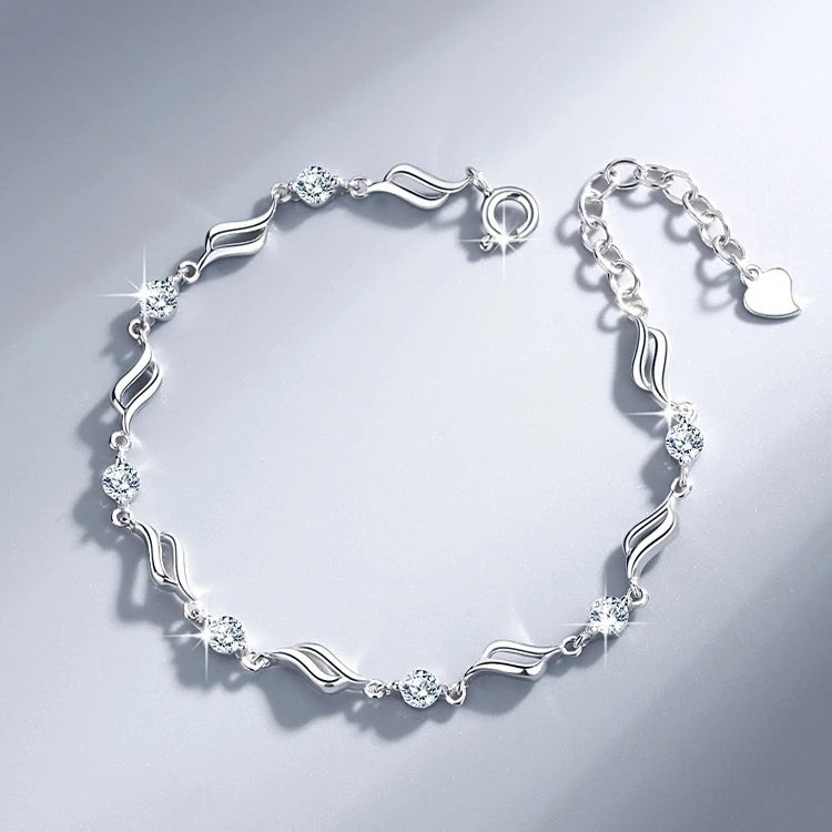 Pulsera de plata de ley 925 con forma de corazón para mujer, estilo retro coreano, versátil, con circonitas, joyería original para fiestas.