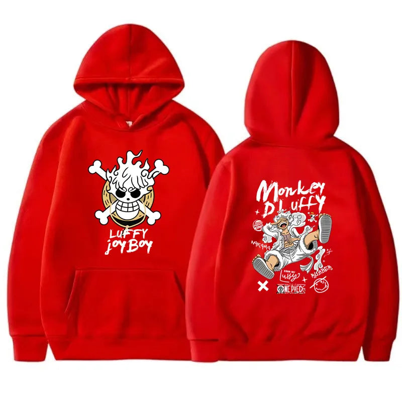 Sudadera con capucha de manga One Piece Gear 5 Luffy para hombre y mujer, de manga larga, estilo anime japonés Luffy Joy Boy, ropa de calle con gráficos divertidos.
