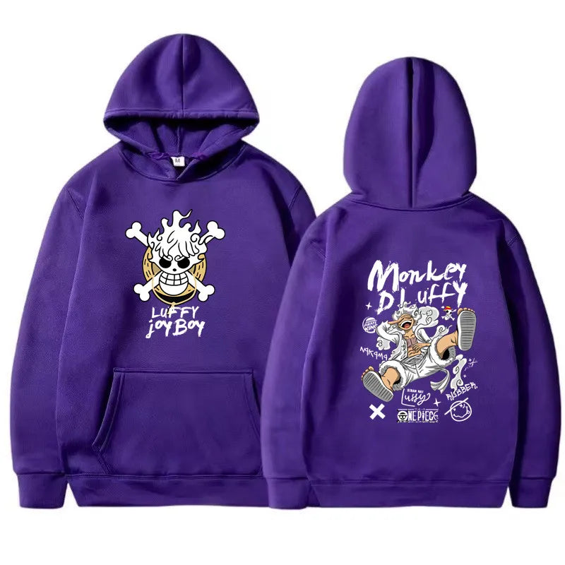 Sudadera con capucha de manga One Piece Gear 5 Luffy para hombre y mujer, de manga larga, estilo anime japonés Luffy Joy Boy, ropa de calle con gráficos divertidos.