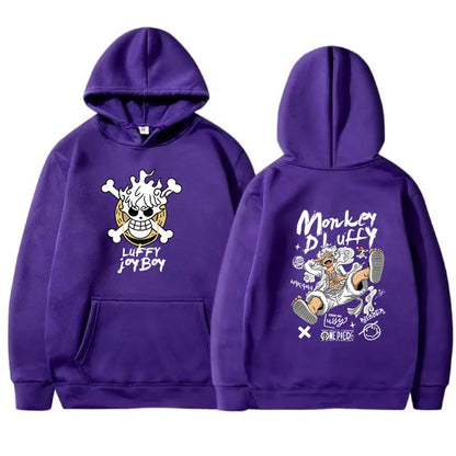 Sudadera con capucha de manga One Piece Gear 5 Luffy para hombre y mujer, de manga larga, estilo anime japonés Luffy Joy Boy, ropa de calle con gráficos divertidos.