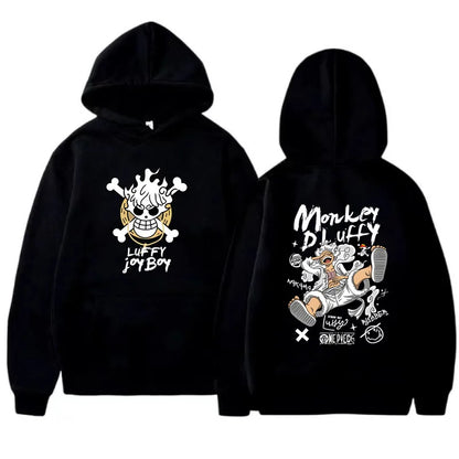 Sudadera con capucha de manga One Piece Gear 5 Luffy para hombre y mujer, de manga larga, estilo anime japonés Luffy Joy Boy, ropa de calle con gráficos divertidos.