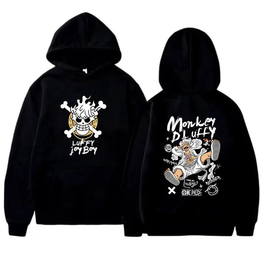 Sudadera con capucha de manga One Piece Gear 5 Luffy para hombre y mujer, de manga larga, estilo anime japonés Luffy Joy Boy, ropa de calle con gráficos divertidos.