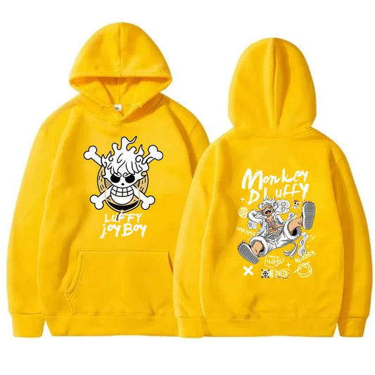 Sudadera con capucha de manga One Piece Gear 5 Luffy para hombre y mujer, de manga larga, estilo anime japonés Luffy Joy Boy, ropa de calle con gráficos divertidos.