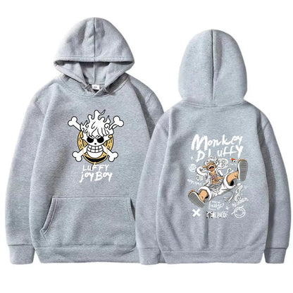 Sudadera con capucha de manga One Piece Gear 5 Luffy para hombre y mujer, de manga larga, estilo anime japonés Luffy Joy Boy, ropa de calle con gráficos divertidos.