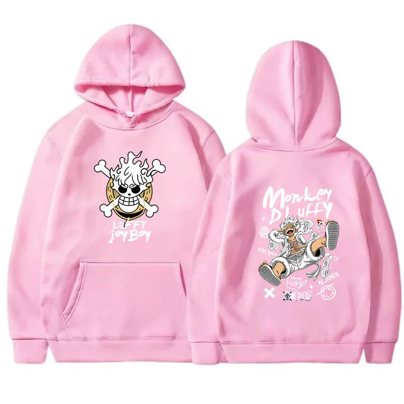 Sudadera con capucha de manga One Piece Gear 5 Luffy para hombre y mujer, de manga larga, estilo anime japonés Luffy Joy Boy, ropa de calle con gráficos divertidos.