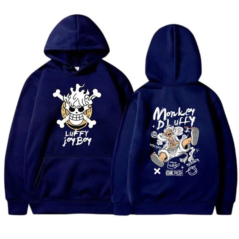 Sudadera con capucha de manga One Piece Gear 5 Luffy para hombre y mujer, de manga larga, estilo anime japonés Luffy Joy Boy, ropa de calle con gráficos divertidos.