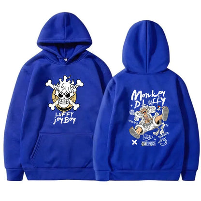 Sudadera con capucha de manga One Piece Gear 5 Luffy para hombre y mujer, de manga larga, estilo anime japonés Luffy Joy Boy, ropa de calle con gráficos divertidos.