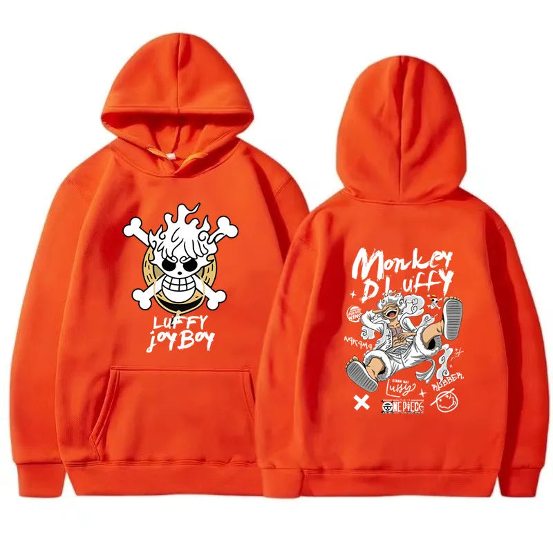 Sudadera con capucha de manga One Piece Gear 5 Luffy para hombre y mujer, de manga larga, estilo anime japonés Luffy Joy Boy, ropa de calle con gráficos divertidos.