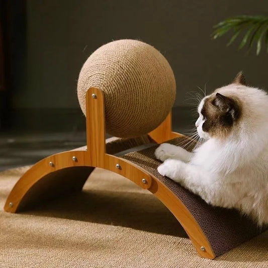 Rascador de madera 2 en 1 para gatos, de sisal, resistente al desgaste, de madera maciza.